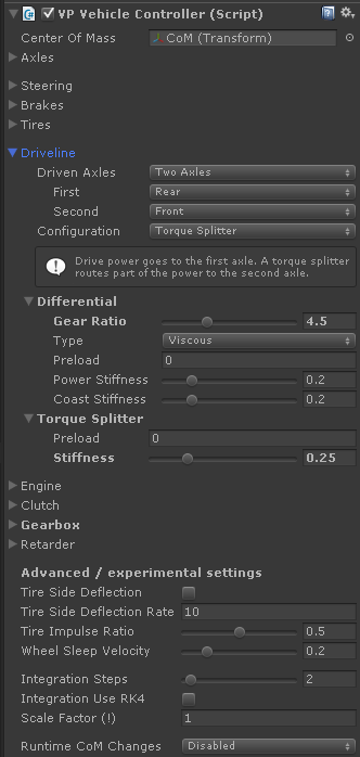 Vehicle Controller drift settings for keyboard
