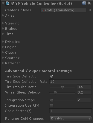 VP Vehicle Controller advanced settings