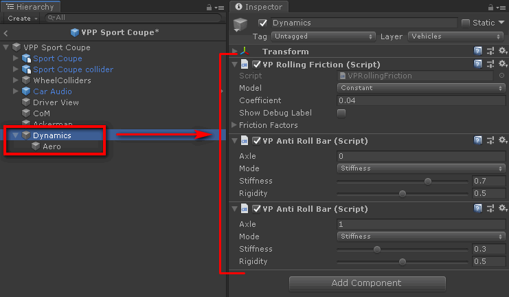 Dynamics add-on components